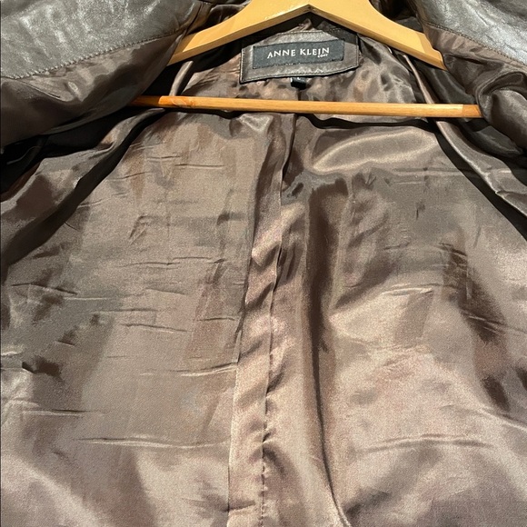 Anne Klein Dark Brown Leather Jacket Large - Picture 7 of 9